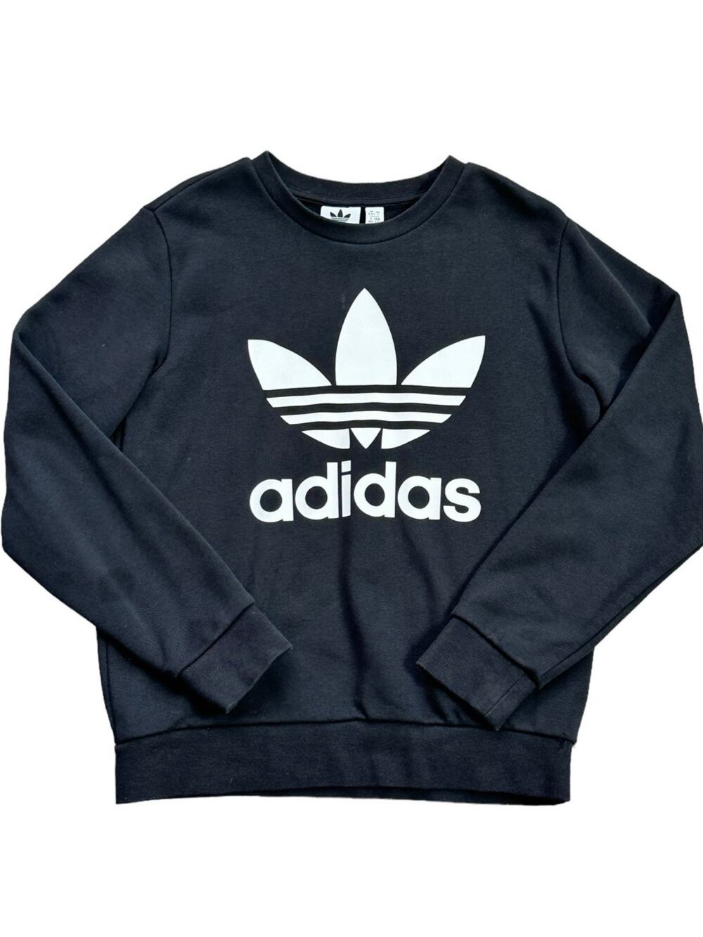 Adidas Girls Black Logo Sweatshirt Size Small 8/10 - Picture 1 of 2
